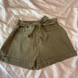 Green flowy shorts